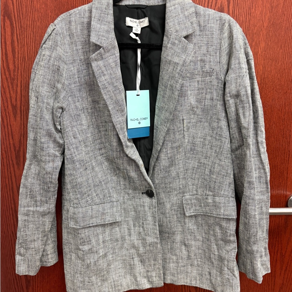 Rachel Comey Women’s Size XS Black & White Chevron Blazer NWT 1 Button Lined